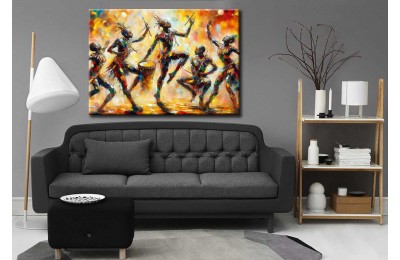 Afrikalı Dansçılar Yağlı boya Görünüm Kanvas Tablo afr30