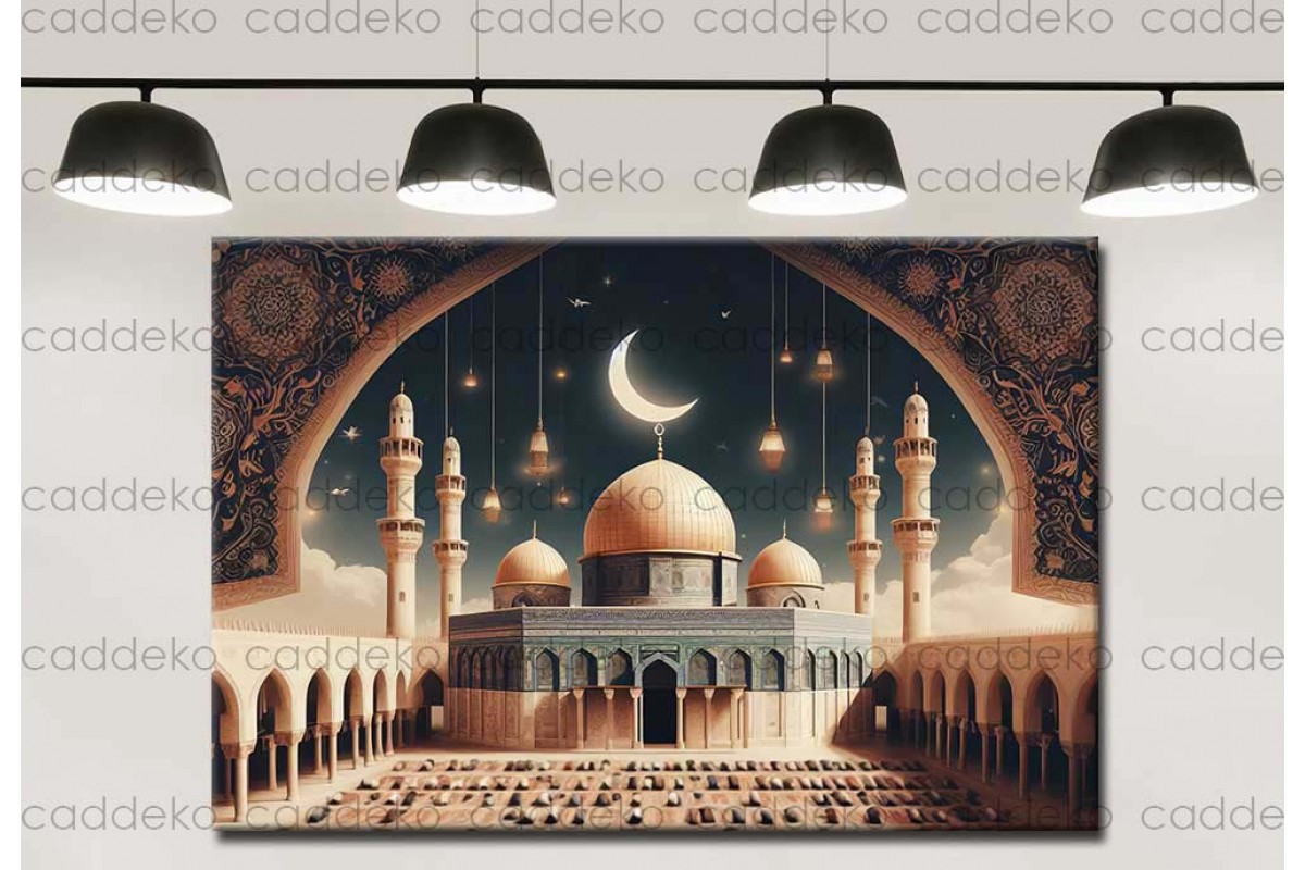 Mescid-i Aksa'da Namaz Dijital Grafik Kanvas Tablo dkmr312