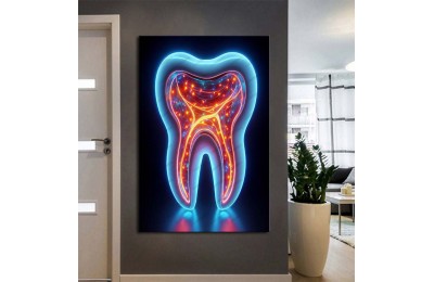 Ağız ve Diş Sağlığı Diş Tablosu Diş Hastanesi Dekorasyon Neon Renk dsc483