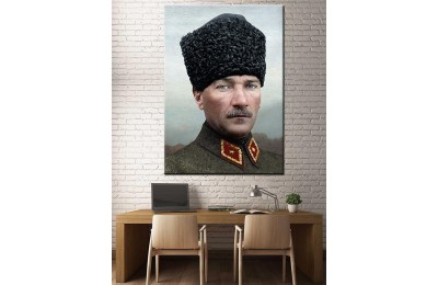 Atatürk Kalpak Ünüforma Renklendirme Özel Seri Kanvas Tablo dkm-k64-12