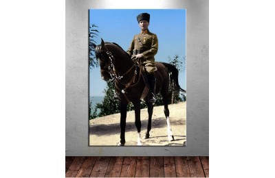 Atatürk At Sırtında Renklendirme Özel Seri Kanvas Tablo dkm-k64-8