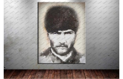 Atatürk Tablosu Trablusgarp Cephesi Dijital Karakalem dkm129