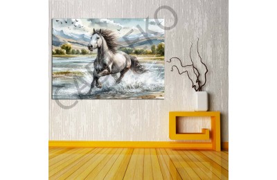 Koşan Atlar Kanvas Tablo dkmr373