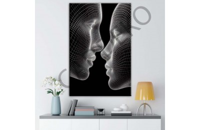 Sevgililer Dijital Aşk 3 Dekoratif Kanvas Tablo dkmr433