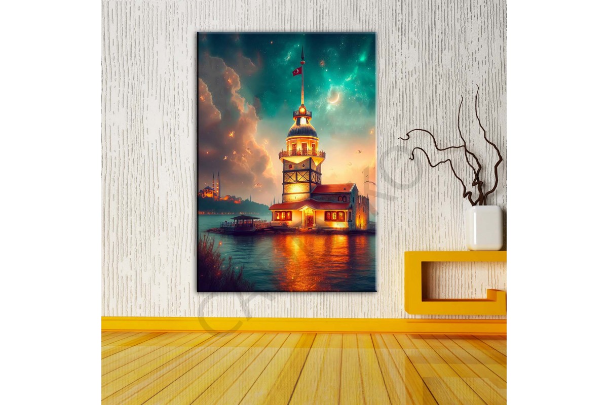 İstabul Kızkulesi Fantastik Dekoratif Kanvas Tablo dkmr473 İstabul Kızkulesi Fantastik Dekoratif Kanvas Tablo dkmr473