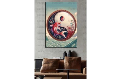 Ying Yang ve Balık Feng Shui Kanvas Tablo fngs17
