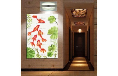 Japon Balıkları ve Nilüfer Yaprağı Shui Kanvas Tablo fngs5