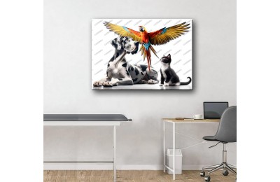 Evcil, Can Dostlar ve VeterinerTablosu Kedi Köpek ve Papağan vtr49